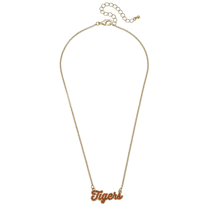 Canvas Clemson Tigers Pave Autograph Enamel Necklace in Orange