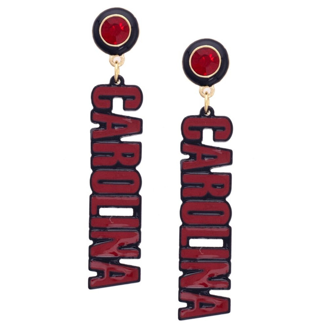 Canvas South Caroline Gamecocks Resin Block Letter Earrings
