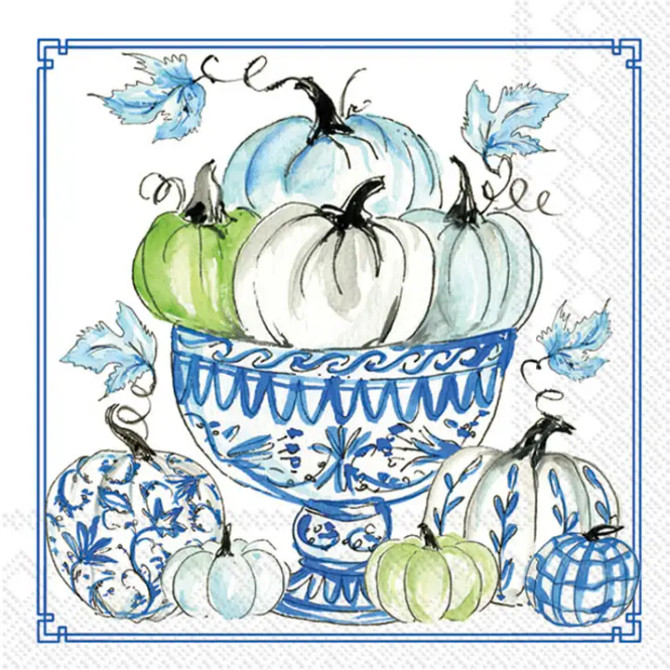 Boston International Paper Cocktail Napkin Chinoiserie Pumpkins