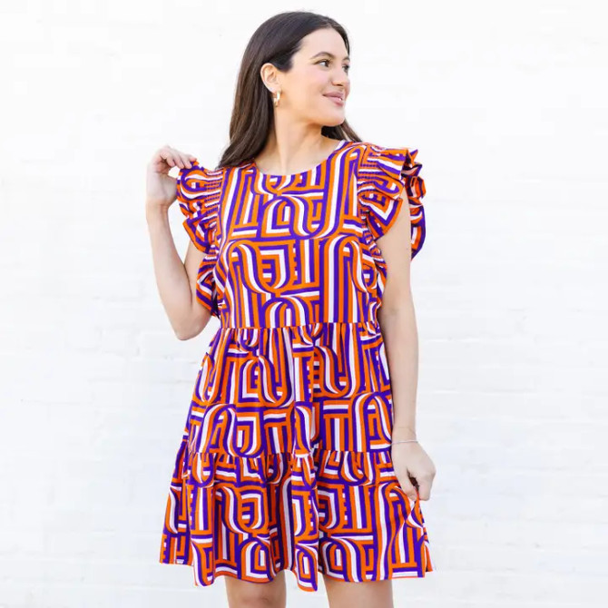 Michelle McDowell Everly Touchdown Dress - Clemson Tigers Orange/Purple