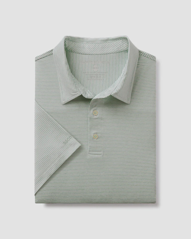 Southern Shirt Heather Madison Stripe Polo - Dusty Olive