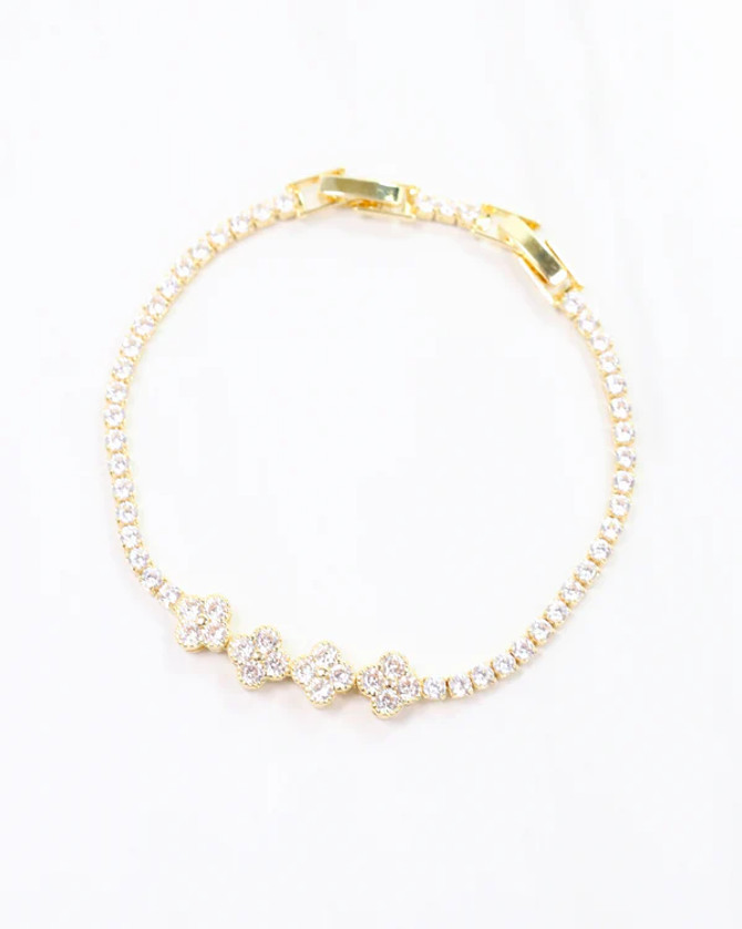 Caroline Hill Avery CZ Flower Bracelet Gold