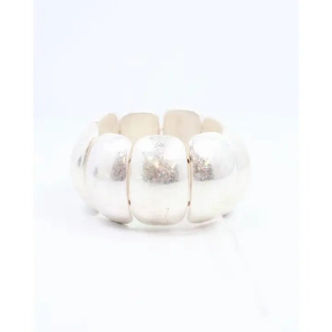 Caroline Hill Davidson Dome Stretch Bracelet Worn Silver