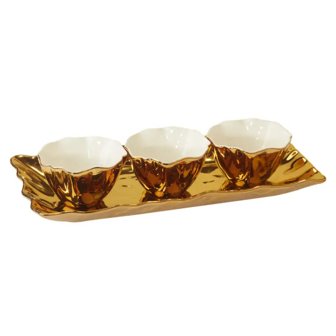 Certified International Gold Coast 4 Pc. Tray W Bowls
