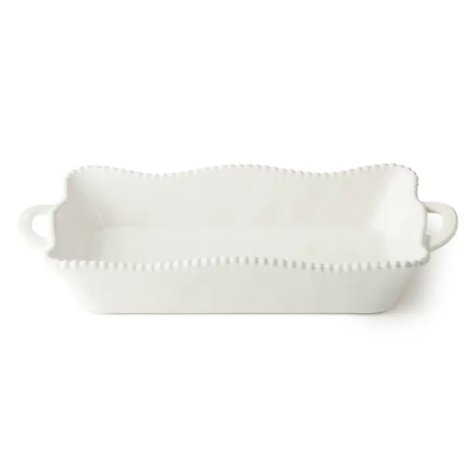 Certified International Perlette Cream Medium Rectangular Baker