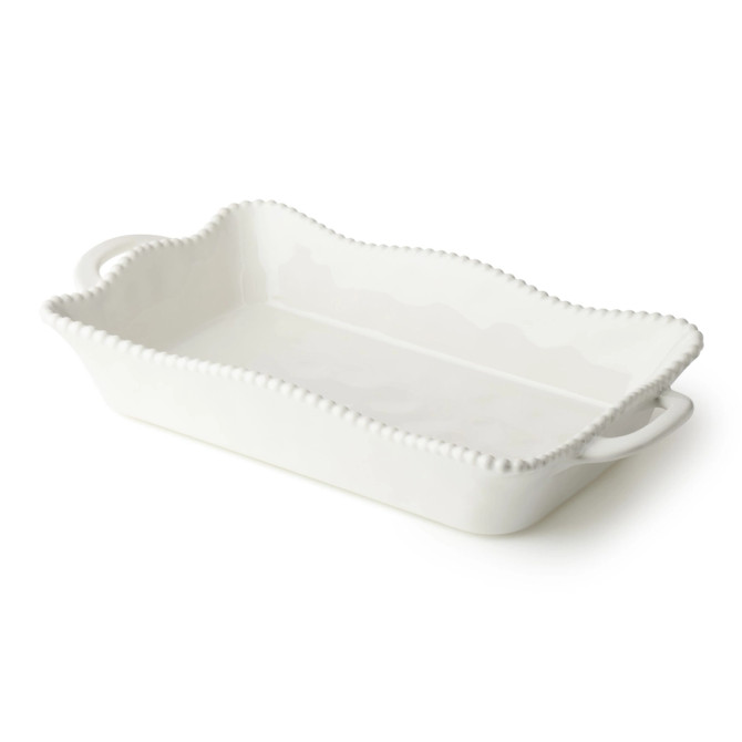 Certified International Perlette Cream Medium Rectangular Baker