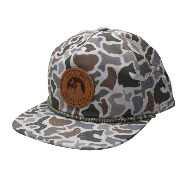 Local Boy Men's Perforated Flat Brim Hat Leather Patch - Localflage