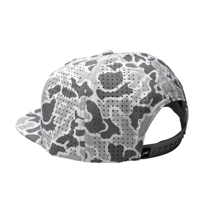 Local Boy Perforated Flat Brim Hat - Woven Patch White Localflage