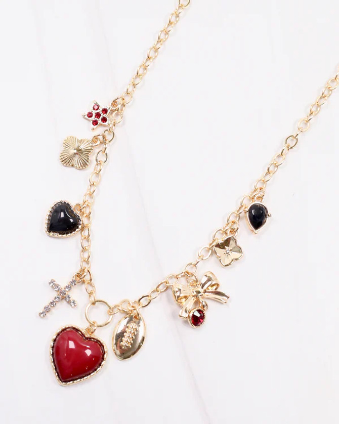 Caroline Hill Bentley Charm Necklace - Garnet & Black