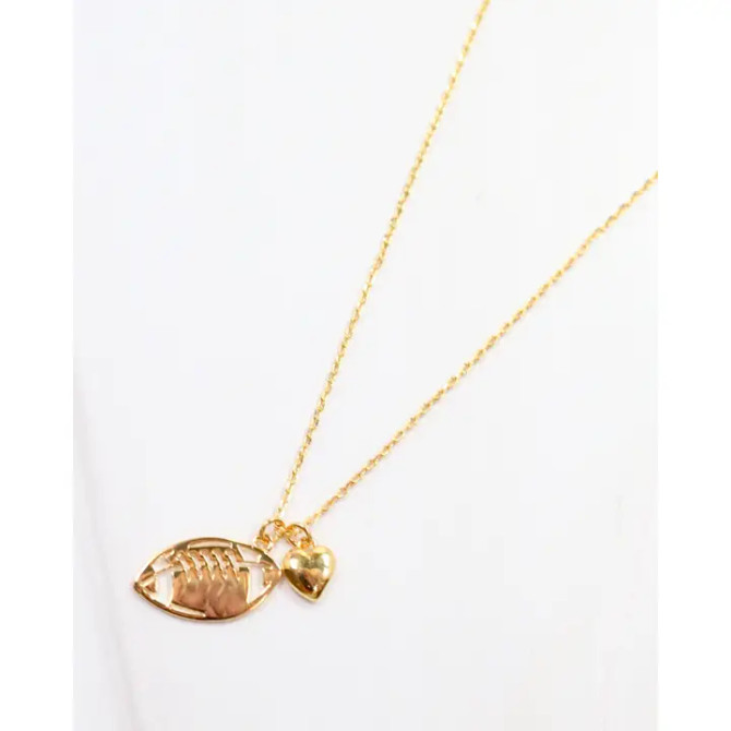 Caroline Hill Love Football Necklace Gold