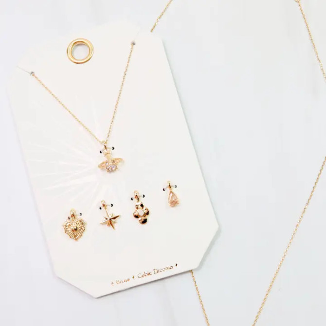 Caroline Hill Star and Heart Charm Necklace Set Gold