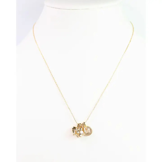 Caroline Hill Heart of Gold Charm Necklace Set Gold
