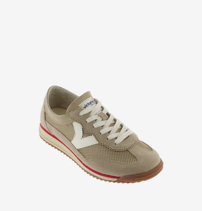 Victoria Women's Saturno Mesh & Split Leather - Beige