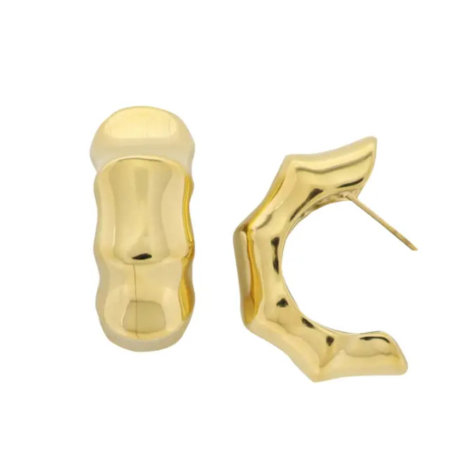 Jane Marie 18K Gold Plated Bamboo Partial Hoop Earrings