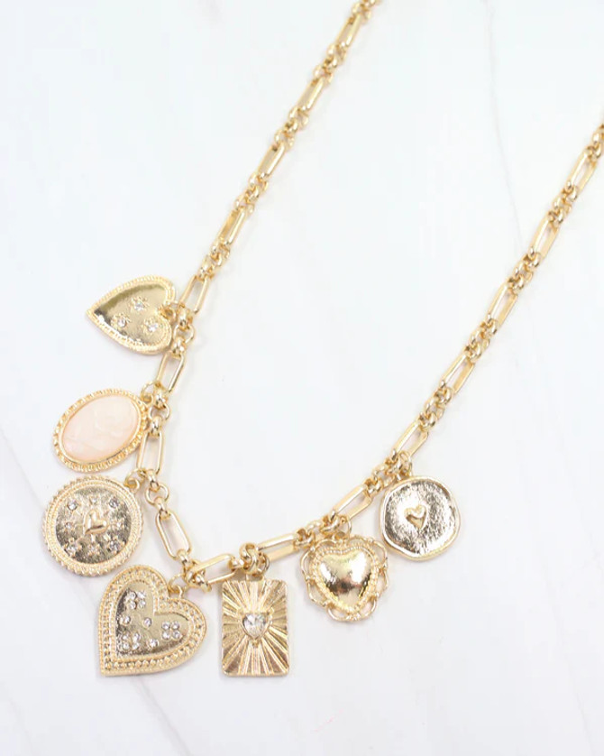 Caroline Hill Henley Heart Charm Necklace Gold
