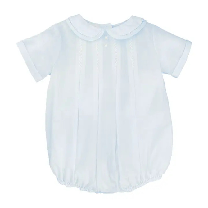 Petit Ami & Zubels Blue Romper with Hand Feather Stitching