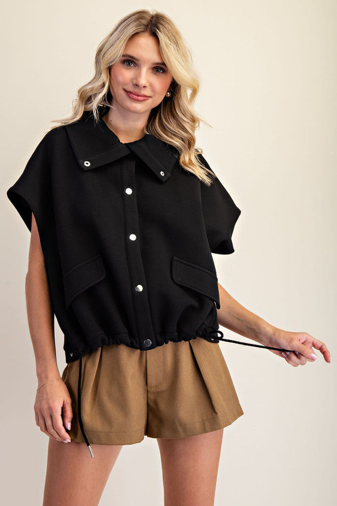 Glam Black High Neck Vest