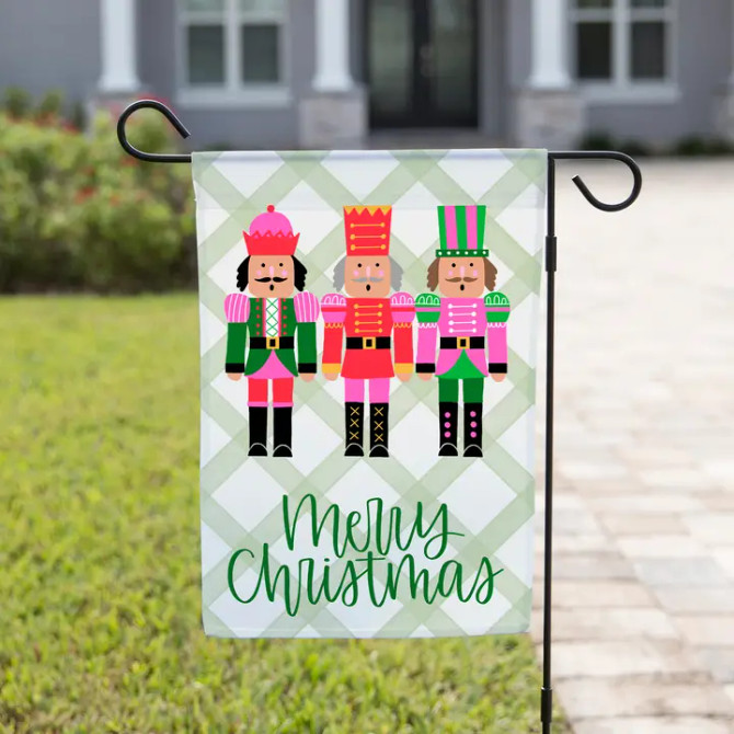 The Navy Knot Christmas Garden Flag - Preppy Nutcrackers