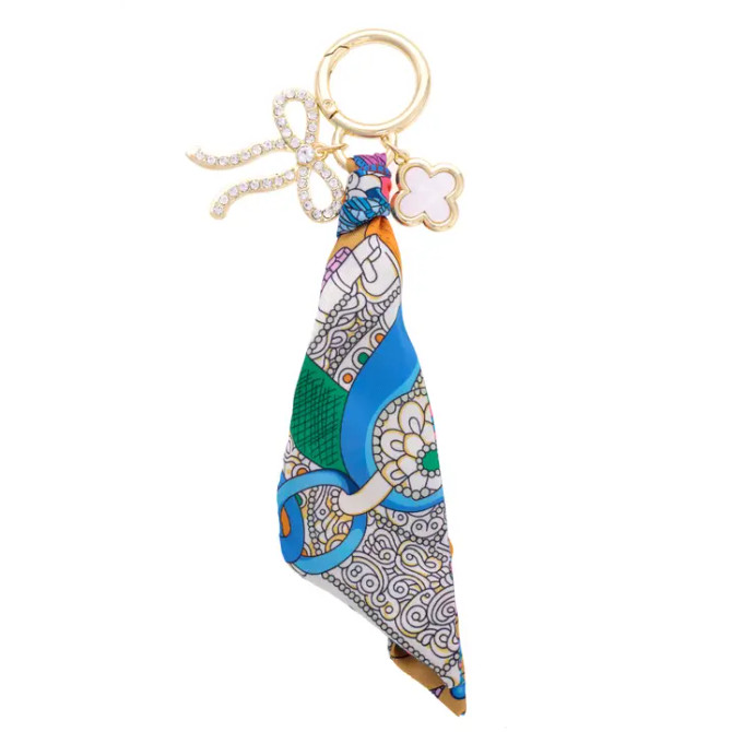 Canvas Cassie Pave Bow Scarf Bag Charm in Multi