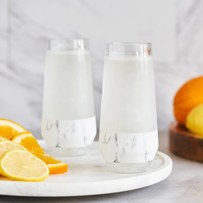 Host Champagne FREEZE Cooling Cup in Marble, Set of 2