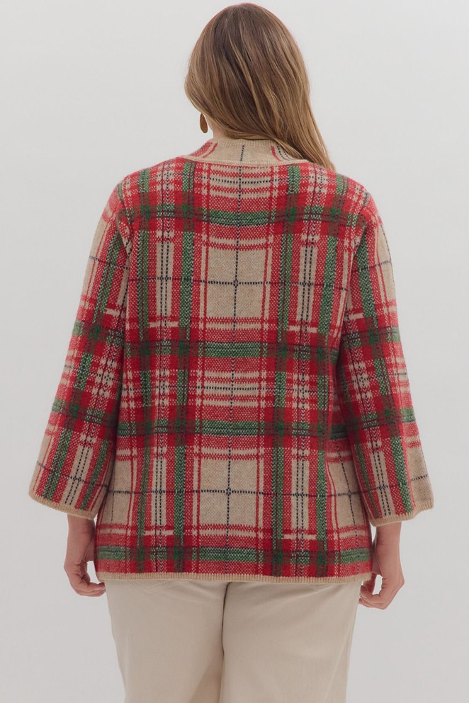 Entro Women's Plus Size Plaid Mock Neck Sweater