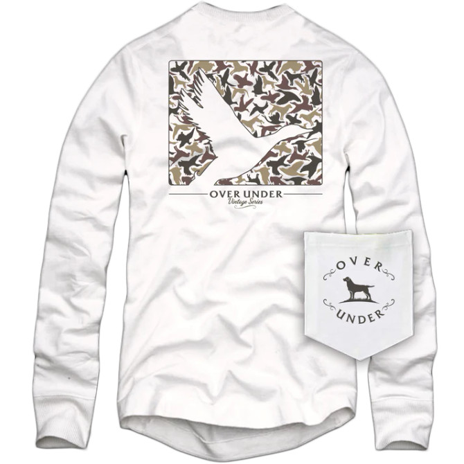 Over Under Men's Long Sleeve Vintage Mallard Silhouette T-Shirt