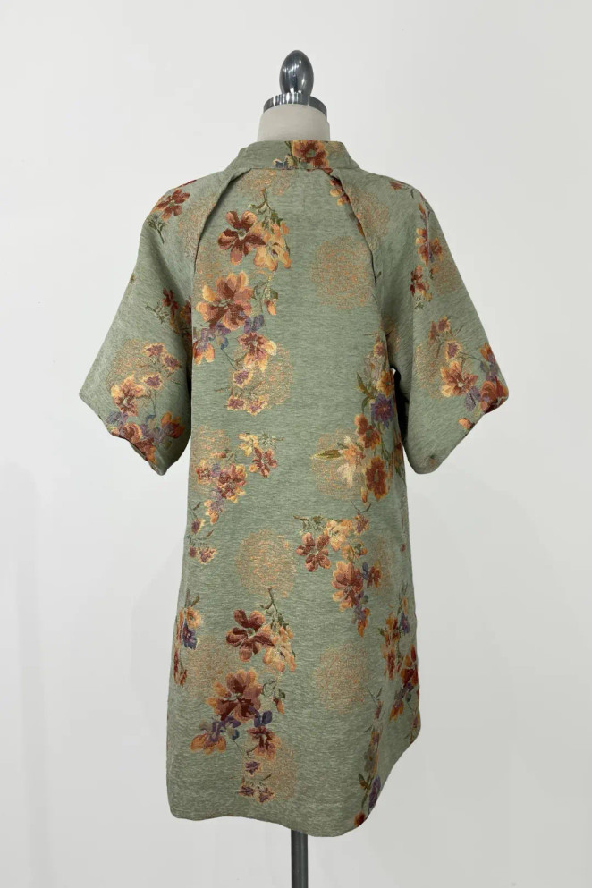 Umgee Women's Sage Floral Jacquard Shift Dress with Puff Sleeves Umgee Women's Sage Floral Jacquard Shift Dress with Puff Sleeves