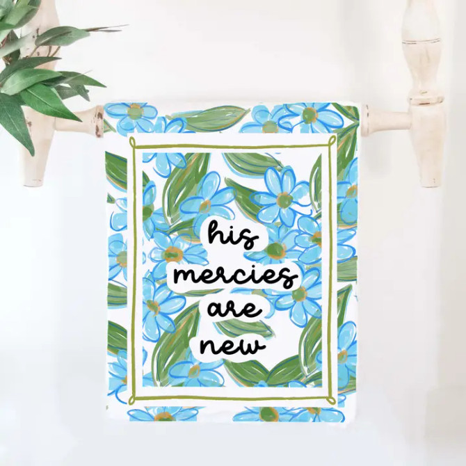 Happy By Rachel Blue Floral His Mercies Towel