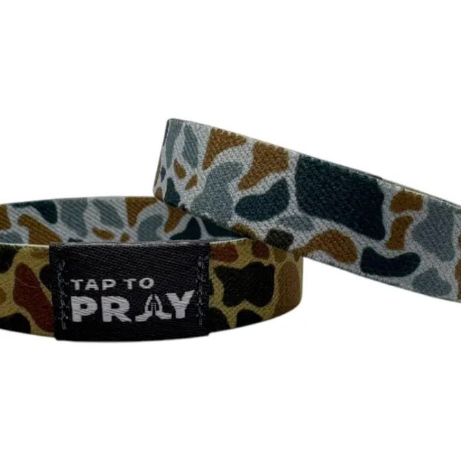 Tap To Pray Large River Rock Camo Sahara and Copper Wristband