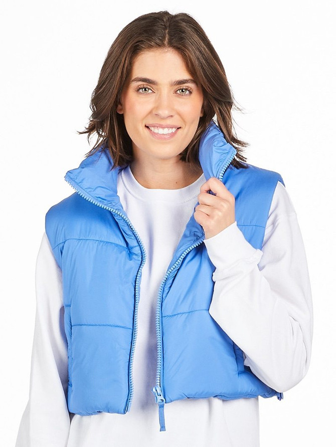 Simply Southern Women's Cropped Puffer Vest - Blue