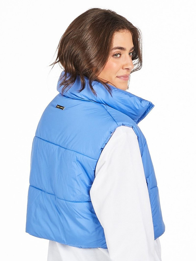 Simply Southern Women's Cropped Puffer Vest - Blue