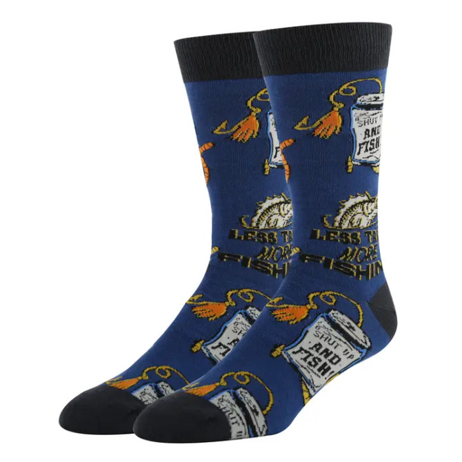 Oooh Yeah More Fishing Men's Funny Cotton Crew Socks Oooh Yeah More Fishing Men's Funny Cotton Crew Socks