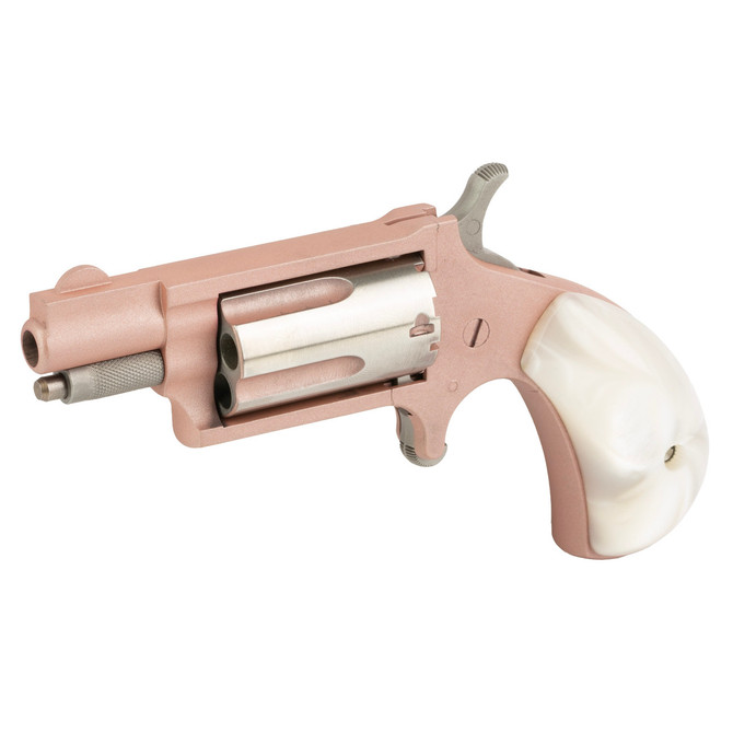 North American Arms Mini-Revolver 22 Mag, Stainless 1.13" Barrel, Rose Gold Cerakote Frame/Barrel, Rose Gold/Stainless Cylinder, White Pearli