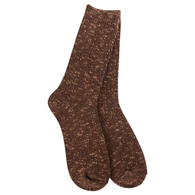 World's Softest Women's Weekend Cotton Slub Marled Crew - Coffee