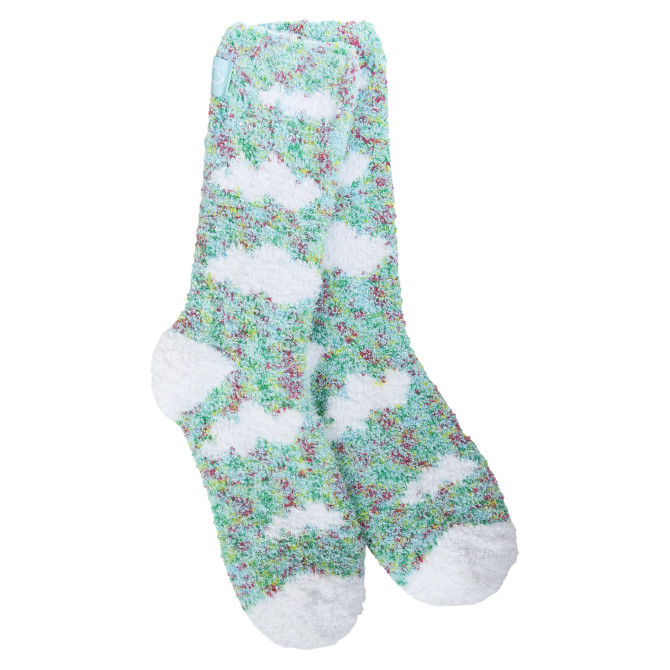 World's Softest Women's Cozy Cloud Crew - Cloud Aqua Blue Confetti
