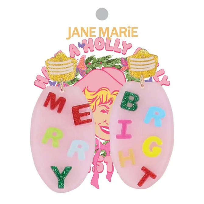 Jane Marie Christmas Light Bulb with "Merry" & "Bright" Earring Jane Marie Christmas Light Bulb with "Merry" & "Bright" Earring