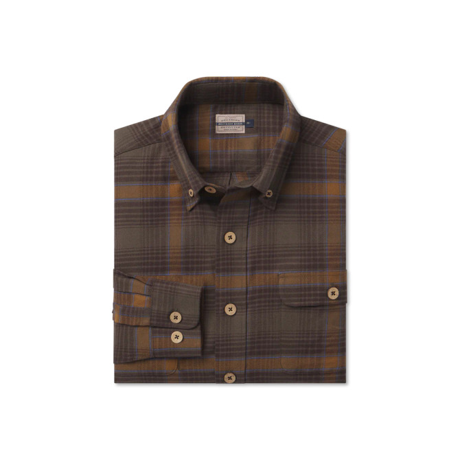 Southern Marsh Men's Woodruff Twill Flannel - Dark Olive & Stone Brown Plaid Southern Marsh Men's Woodruff Twill Flannel - Dark Olive & Stone Brown Plaid