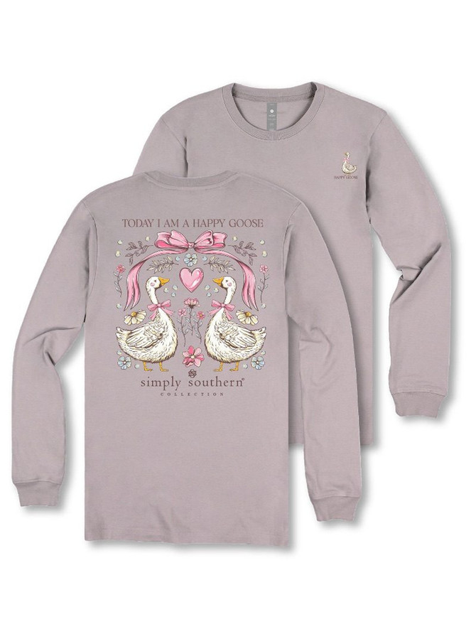Simply Southern Women's Long Sleeve Happy Goose Tee Simply Southern Women's Long Sleeve Happy Goose Tee