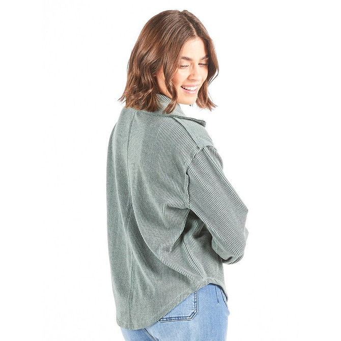 Simply Southern Women's Collared Knit Top - Jade