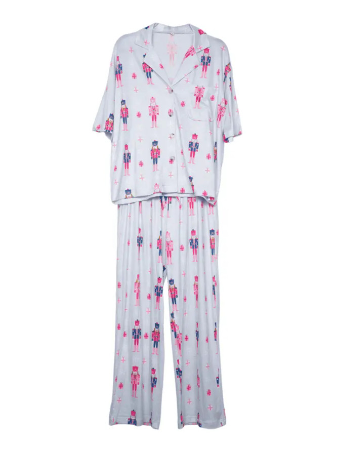 Katydid Women's Nutcrackers Christmas Light Blue Lounge Pants Set Katydid Women's Nutcrackers Christmas Light Blue Lounge Pants Set