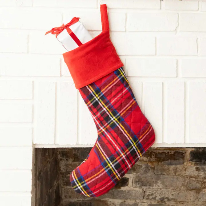8 Oak Lane Red Plaid Quilted Stocking 8 Oak Lane Red Plaid Quilted Stocking