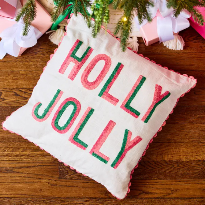 Mary Square Holly Jolly Square Pillow Mary Square Holly Jolly Square Pillow