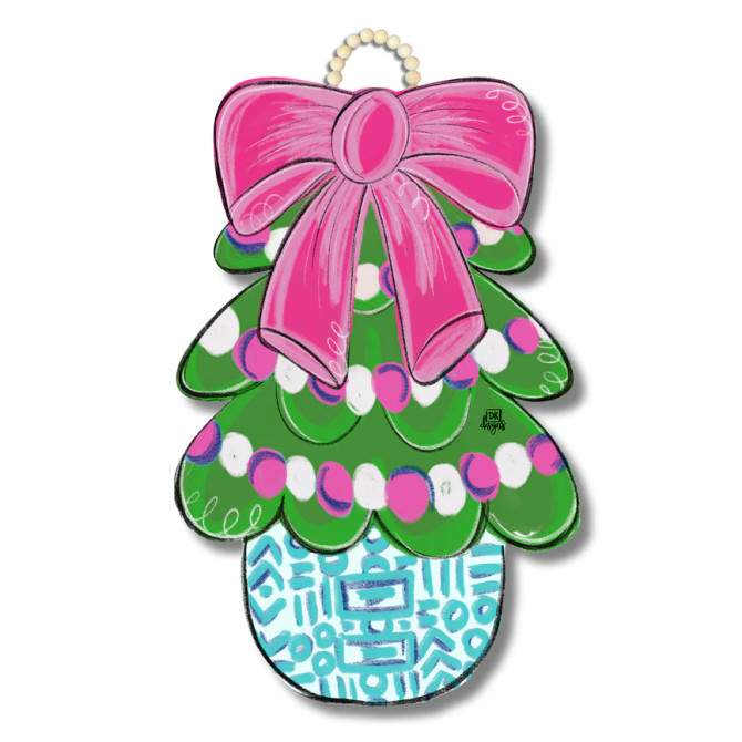 DK Designs Pink Chinoiserie Tree Hanger Door Hanger DK Designs Pink Chinoiserie Tree Hanger Door Hanger