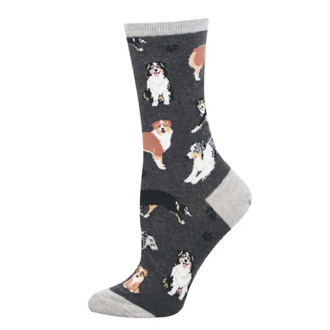 Socksmith Women's Aussies Crew Socks – Charcoal Heather