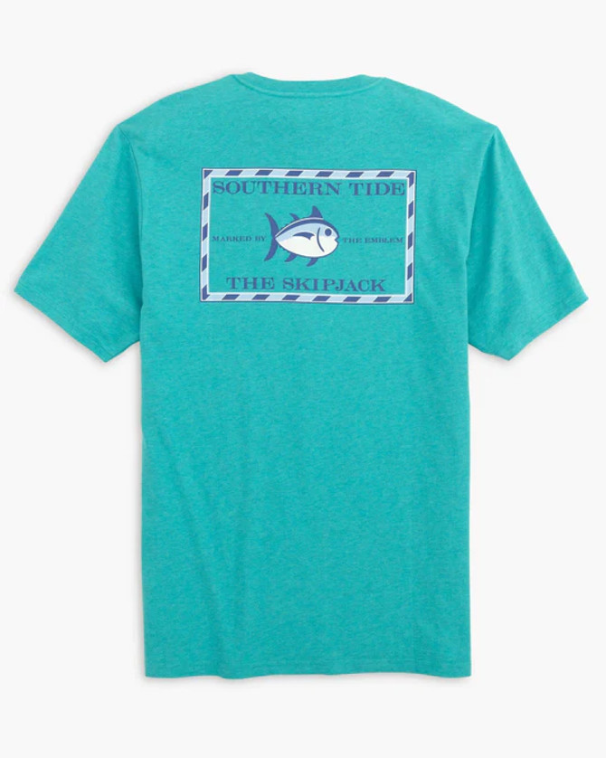 Southern Tide Heathered Original SkipJack T-Shirt- Heather Teal Depths