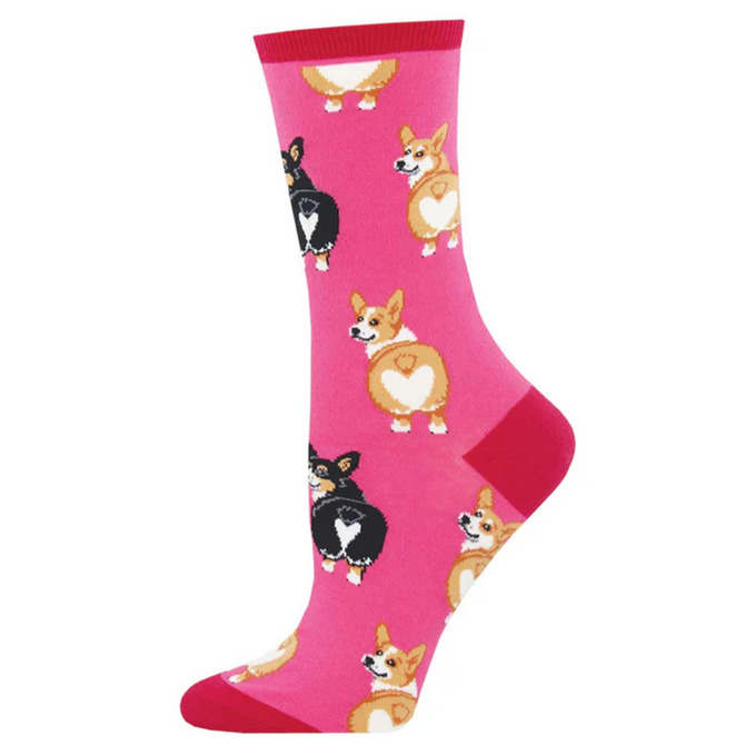 Socksmith Women’s Corgi Butt Novelty Crew Socks — Pink