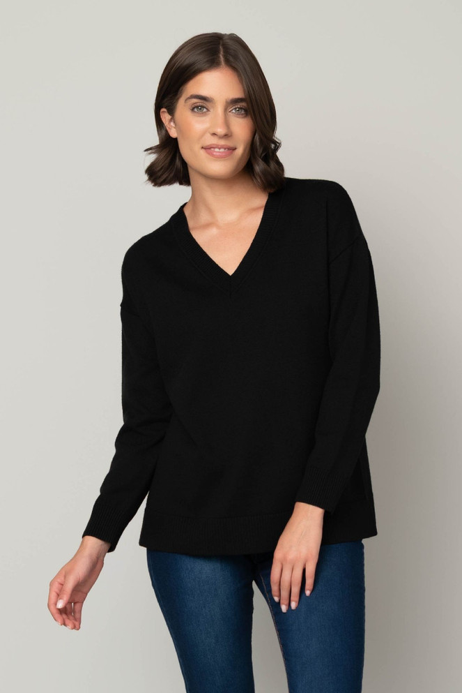 Pine Apparel Women's Black V-Neck Sweater Pine Apparel Women's Black V-Neck Sweater