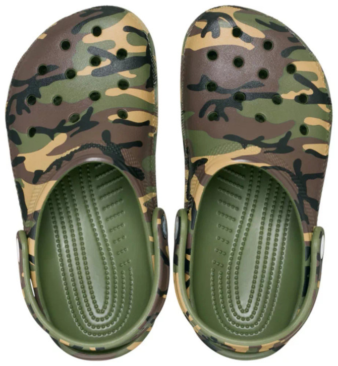 Crocs Kids Classic Camo Clog - Army Green Multi