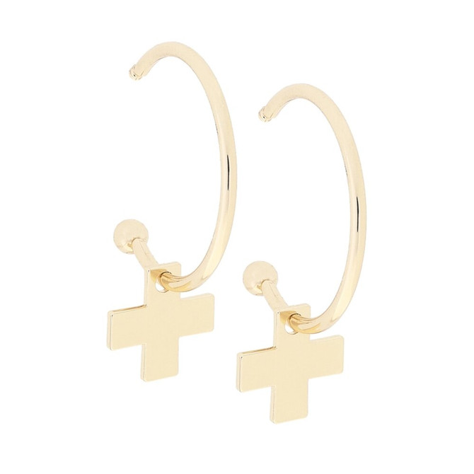 Canvas Gold Blythe Cross Drop Hoop Earrings Canvas Gold Blythe Cross Drop Hoop Earrings