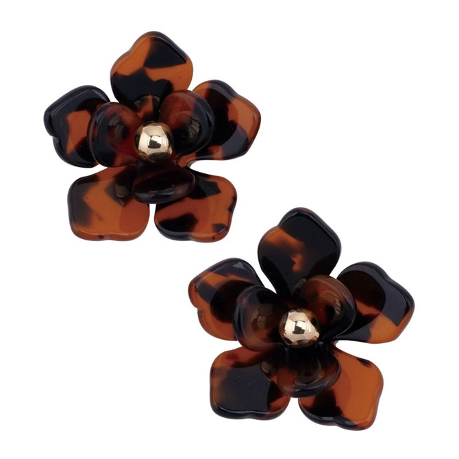 Canvas Lorelei Resin Flower Earrings in Tortoise Canvas Lorelei Resin Flower Earrings in Tortoise